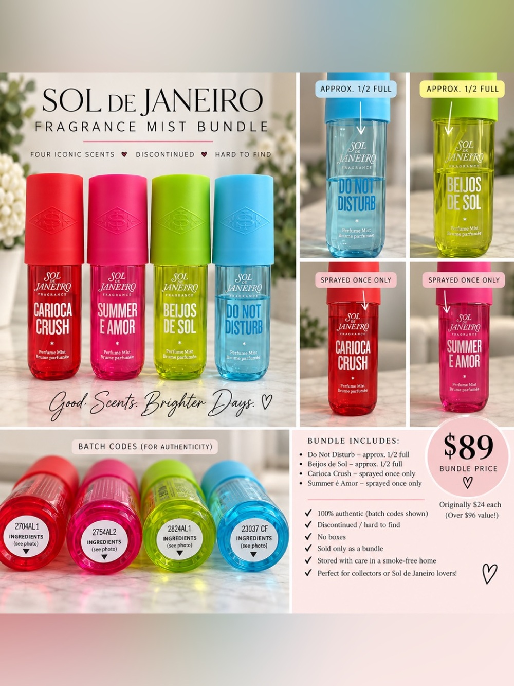 RARE Sol de Janeiro Discontinued Perfume Mist Bundle | 4 Scents 🌴✨